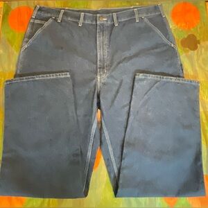 Carhartt Denim Work Dungaree Fit Jeans B13 DST  Mens 44 X 34 Blue Carpenter Cott